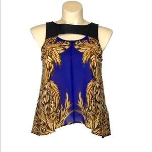 Nicole Miller Faux Leather Neck Top